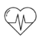 Icône Cœur et Battement Cardiaque ECG - Design Médical Icône de cœur noir et blanc avec une ligne de battement cardiaque EKG pour symboliser la santé et le cardio.