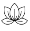 Icône Fleur de Lotus Minimaliste - Symbole Zen et Yoga Icône de fleur de lotus minimaliste en noir et blanc avec des pétales symétriques, évoquant la sérénité et le yoga.