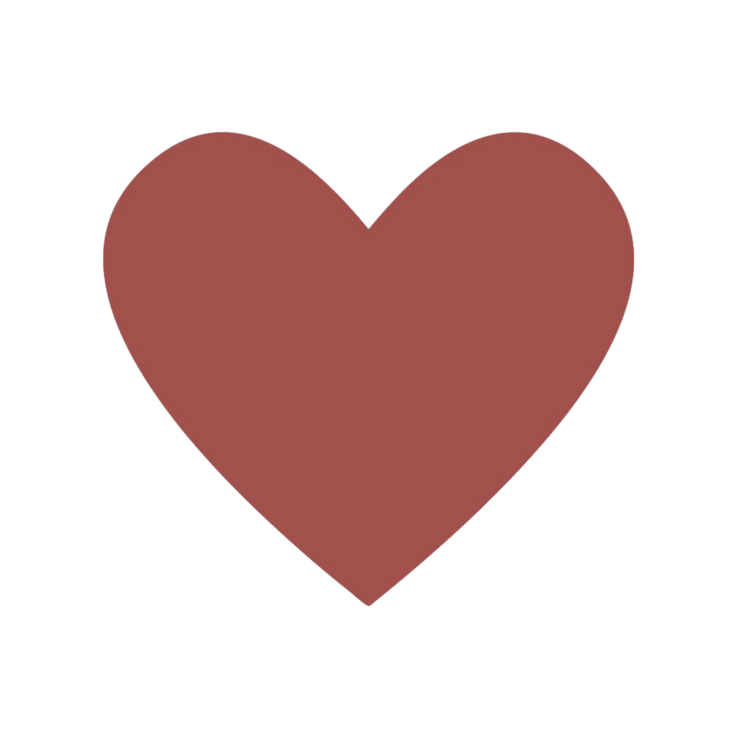 Cœur Rouge Terracotta : Symbole Minimaliste d'Amour Cœur plein de couleur terracotta sur fond blanc.